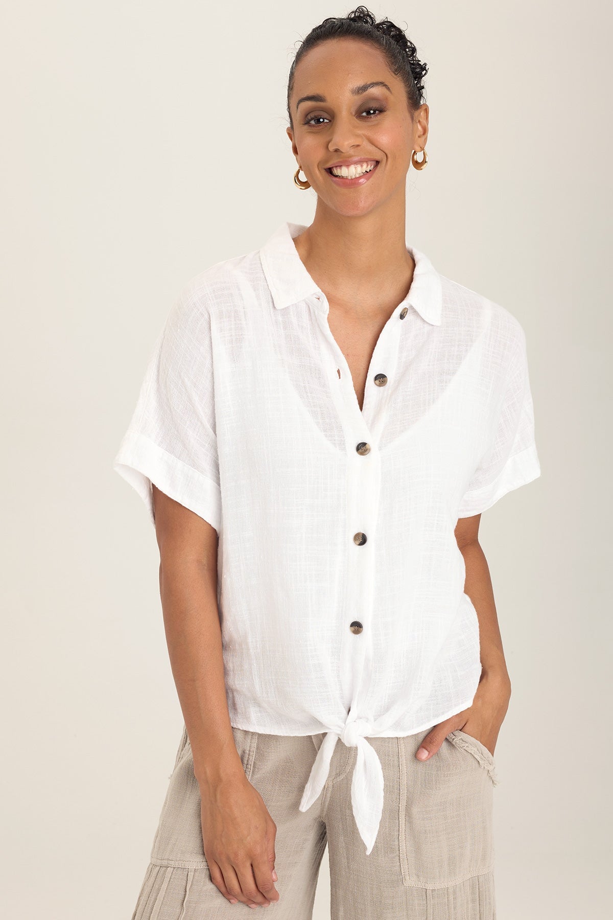 Wearables Gauze Teagan Tie Top