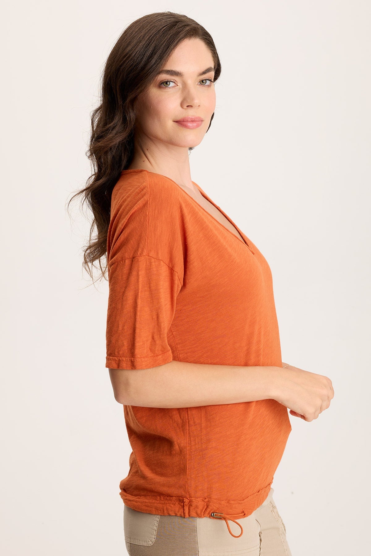 XCVI Rajni V-Neck Cinchable Hem Tee 