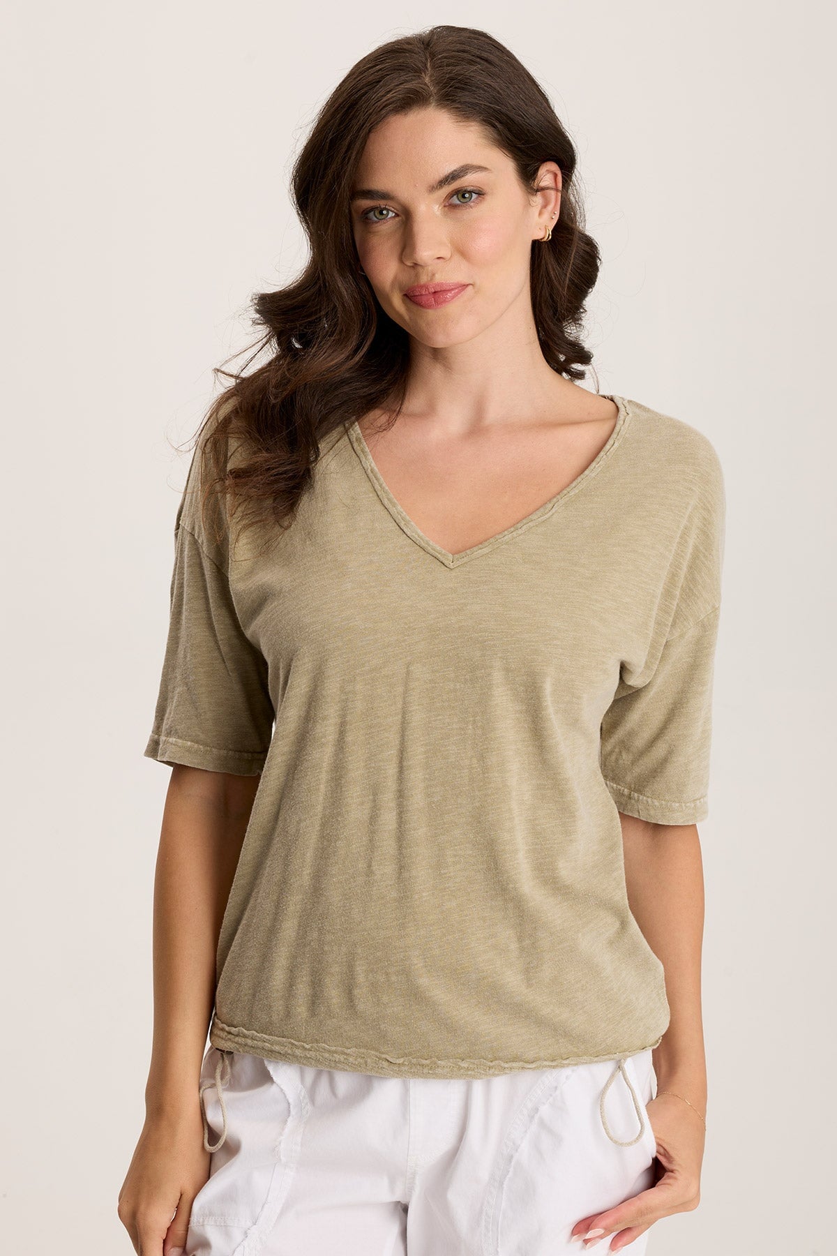 XCVI Rajni V-Neck Cinchable Hem Tee 
