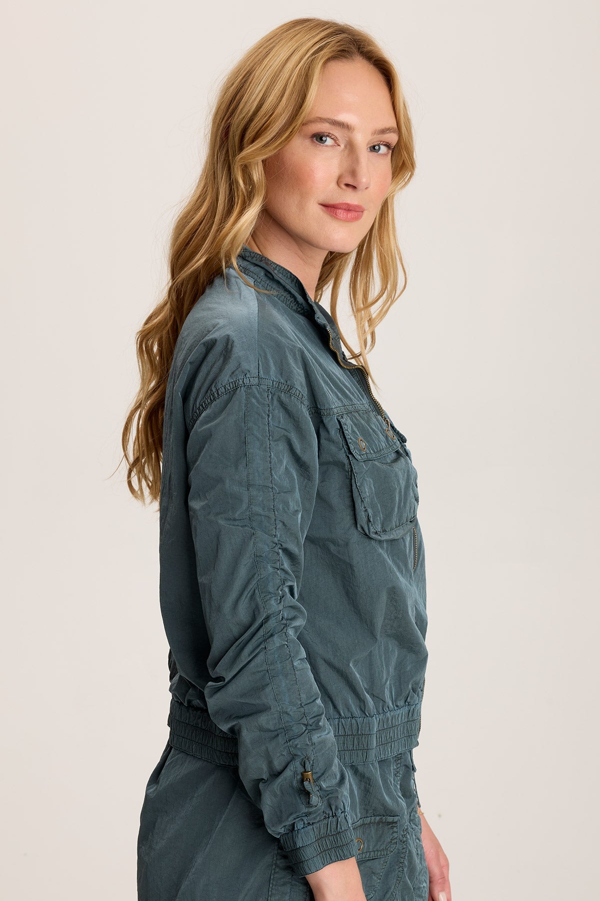 XCVI Burris Ruched Athletic Bomber Jacket