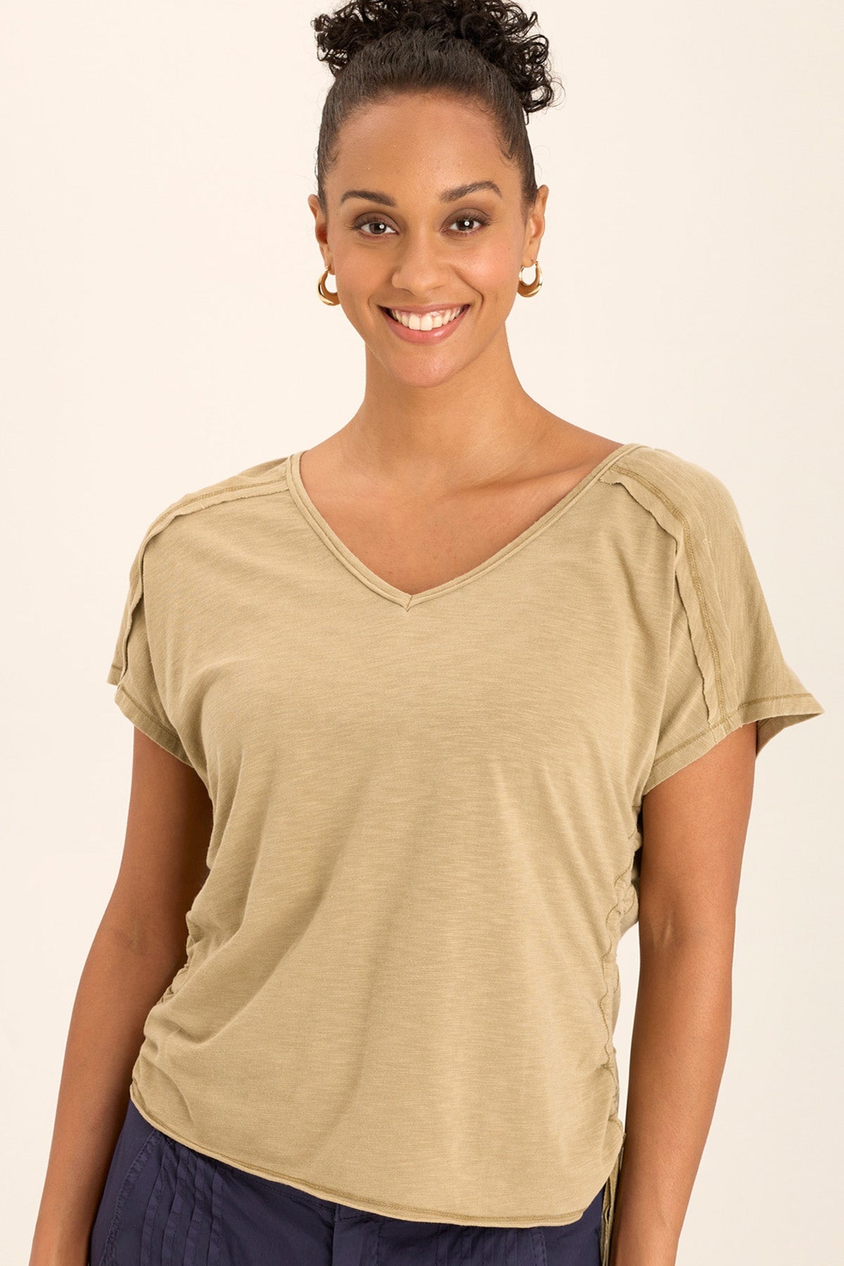 Wearables Diggory Cinched Cord V-Neck Jersey Tee