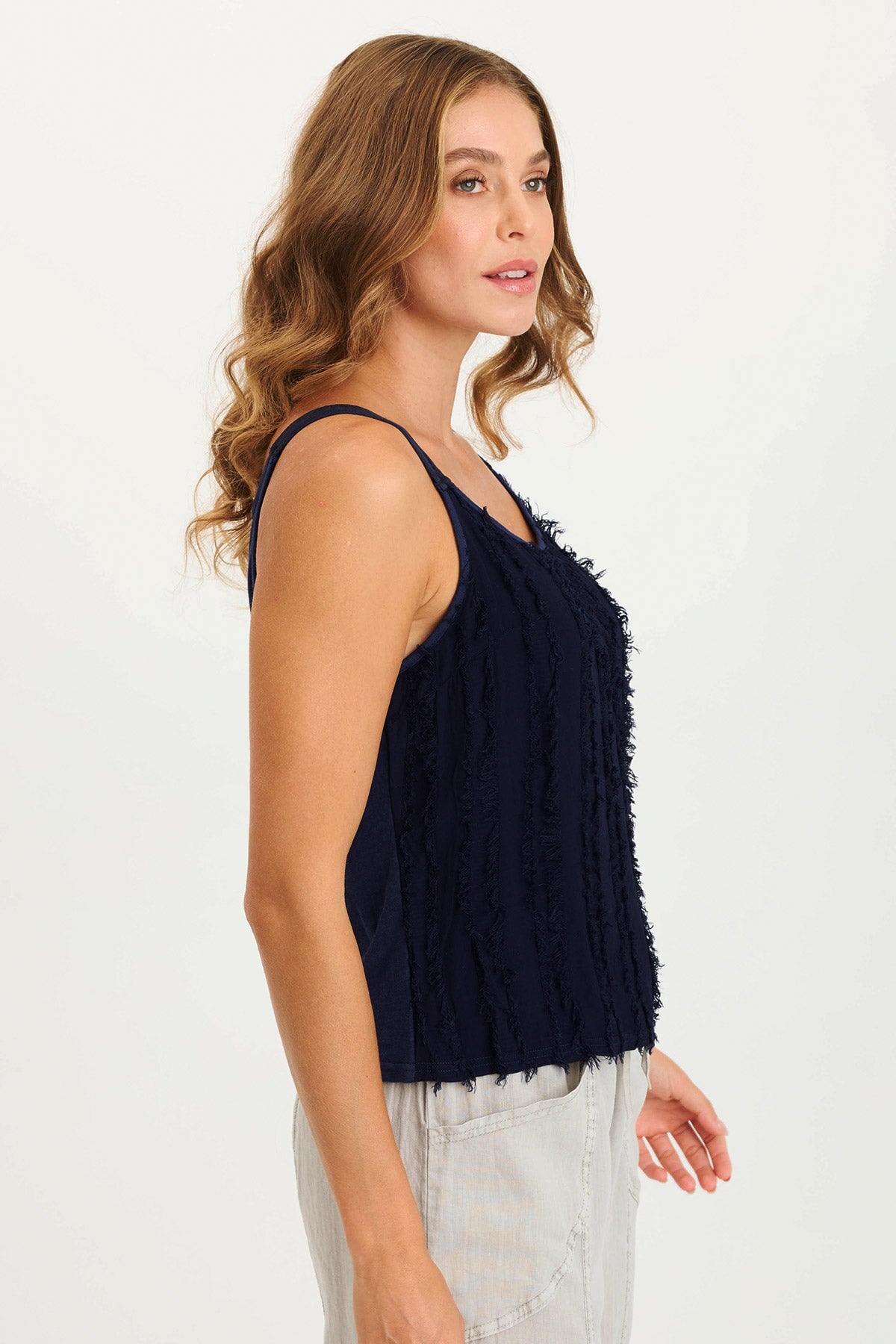 XCVI Haddon Stripe Voile/Jersey A-Line Tank 