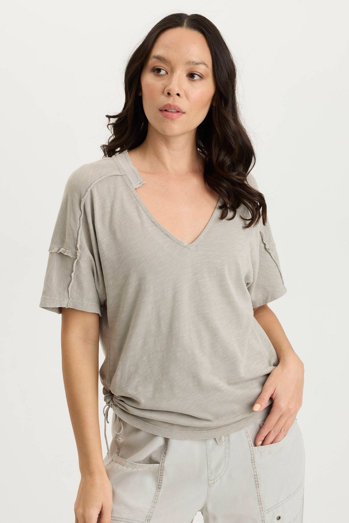 XCVI Siwa Jersey Split-Collar V-Neck Tank 