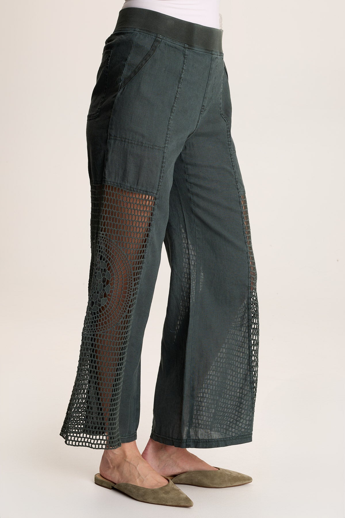 XCVI Tangent Linen/Crochet Wide Leg Pant 