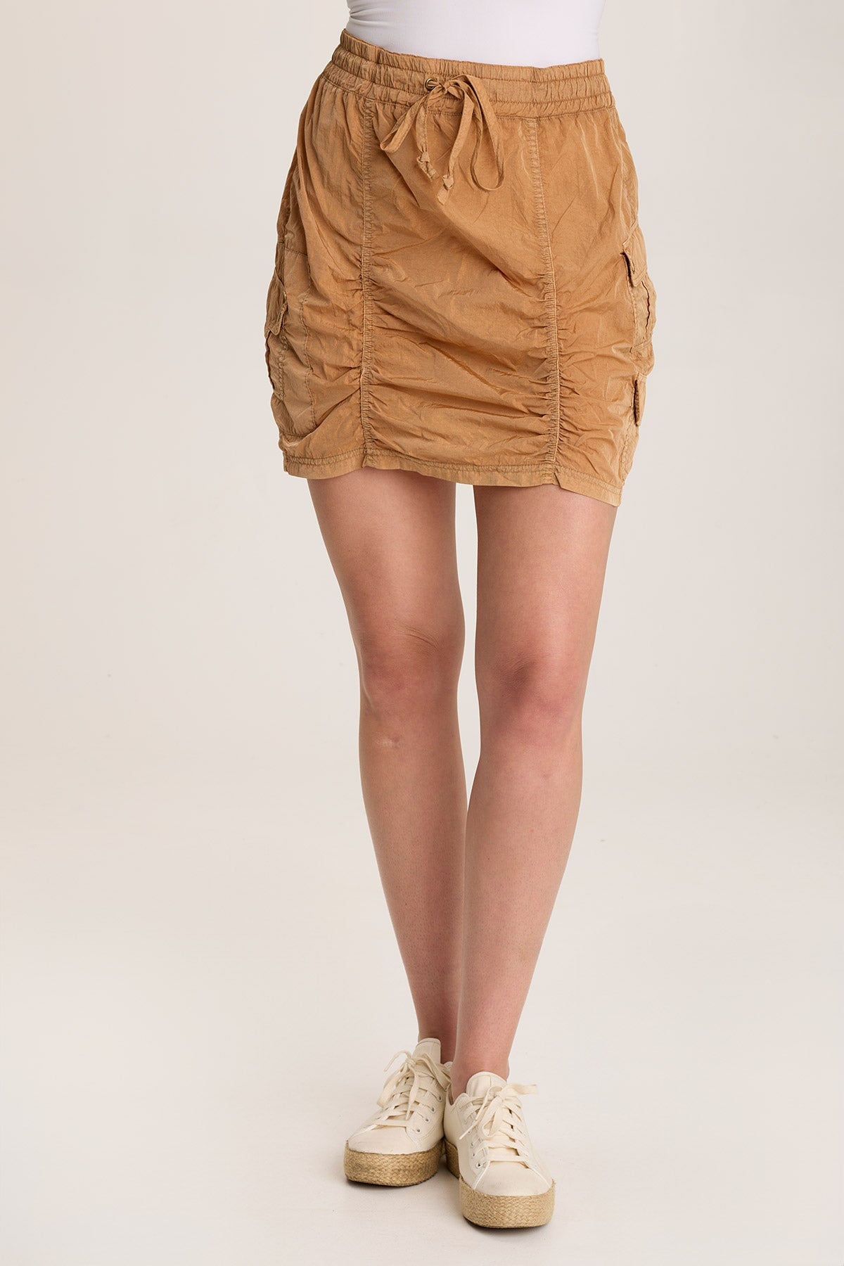 XCVI Marley Ruched Sporty Cargo Mini Skirt 