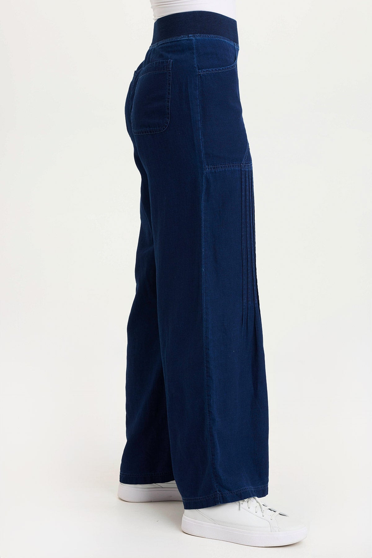 XCVI Ralston Indigo Twill Lightweight Pleated Wide Leg Pant 