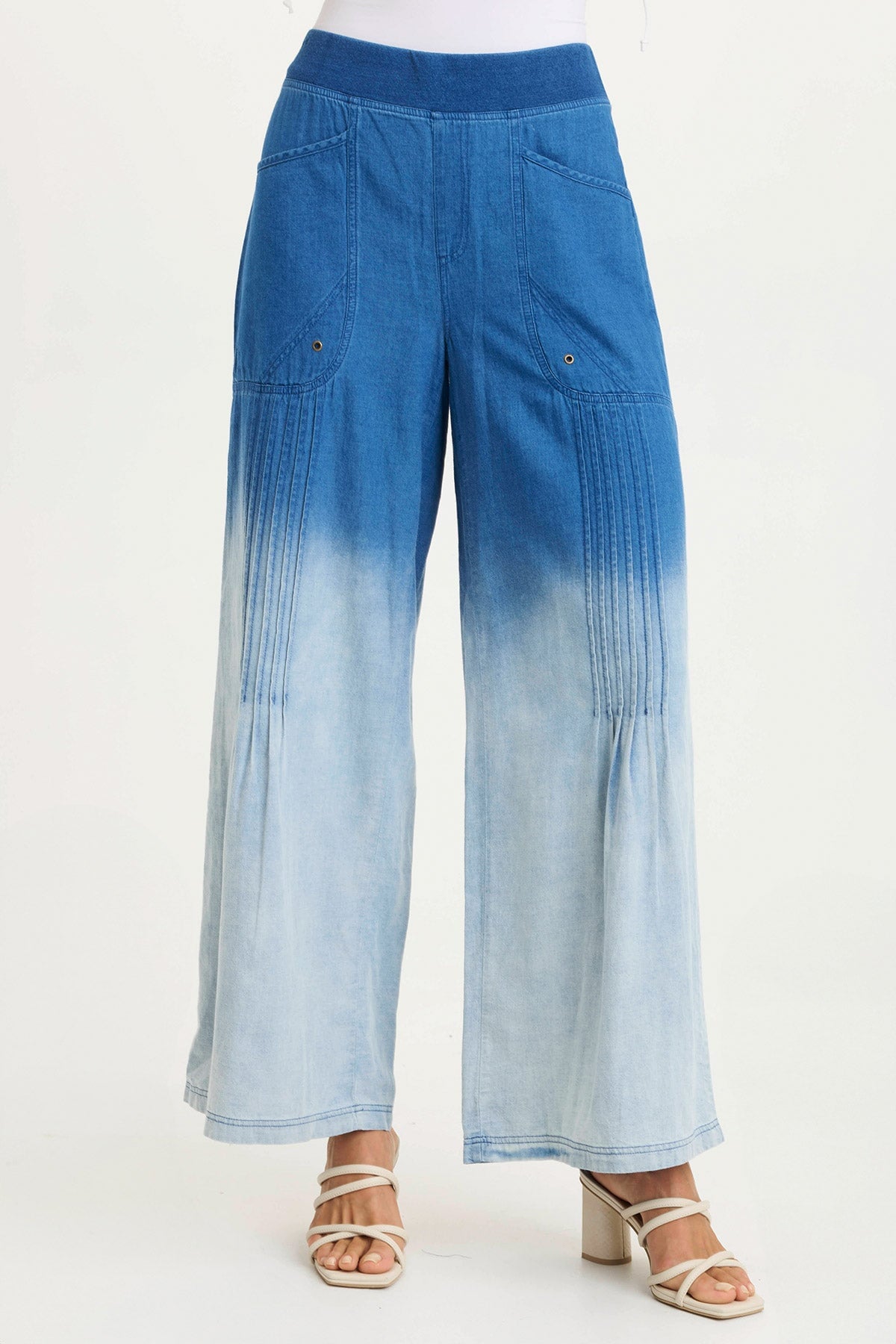 XCVI Ralston Indigo Twill Lightweight Pleated Wide Leg Pant 
