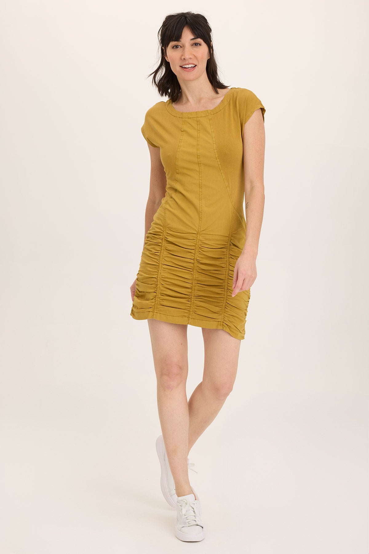 Wearables Aviana Stretch Poplin Ruched Mini Dress 